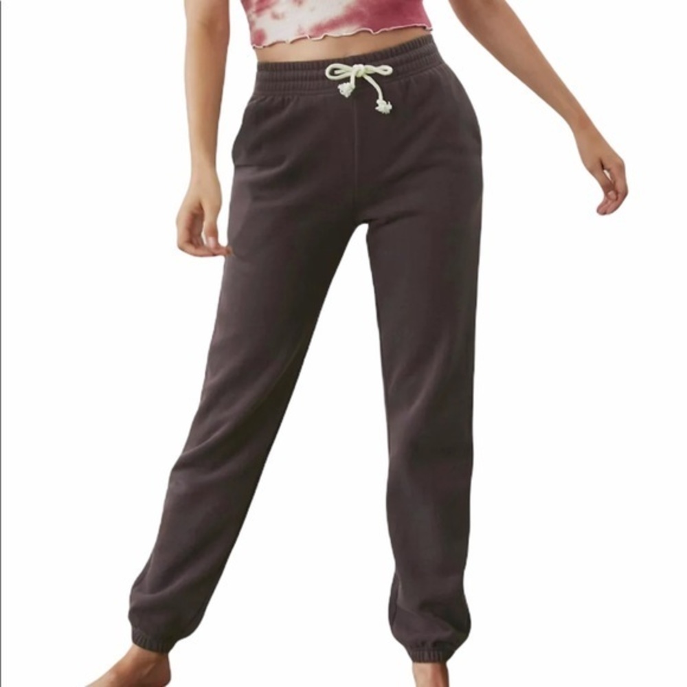 Melloday L charcoal heather grey tie front joggers